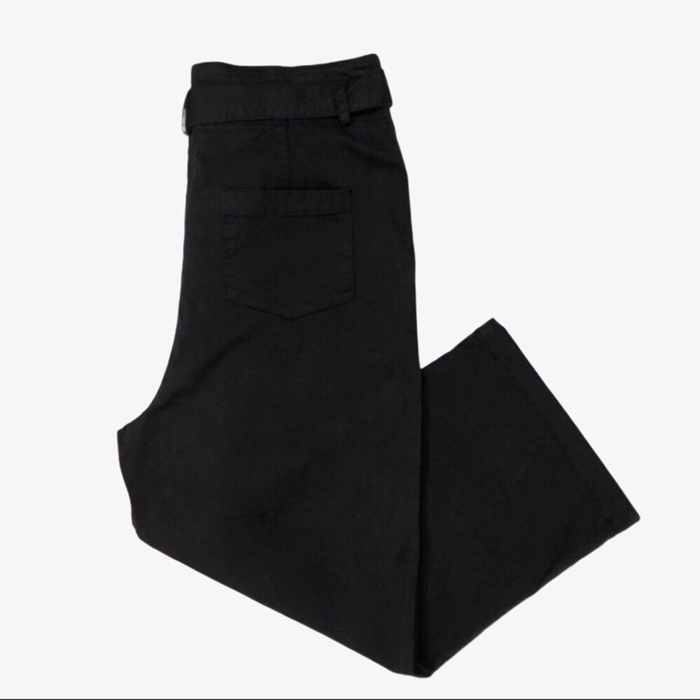 Tara Jarmon Wide Leg Cropped Paperbag Waist Pants Black Size 8 - Picture 2 of 6